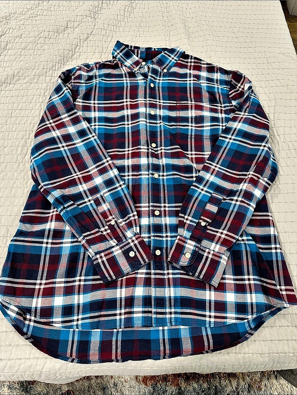 Chaps Plaid Button Down in Blue & Red